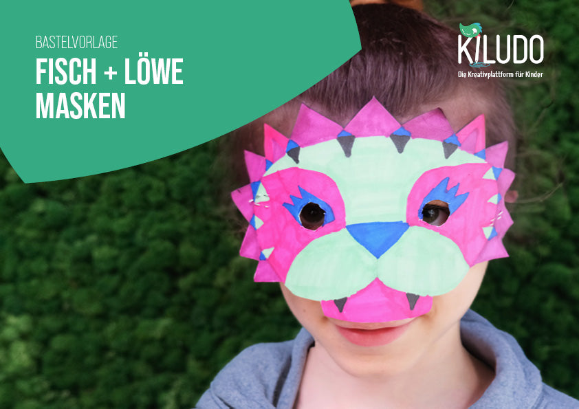 Bastelvorlage «Fisch- und Löwenmaske»