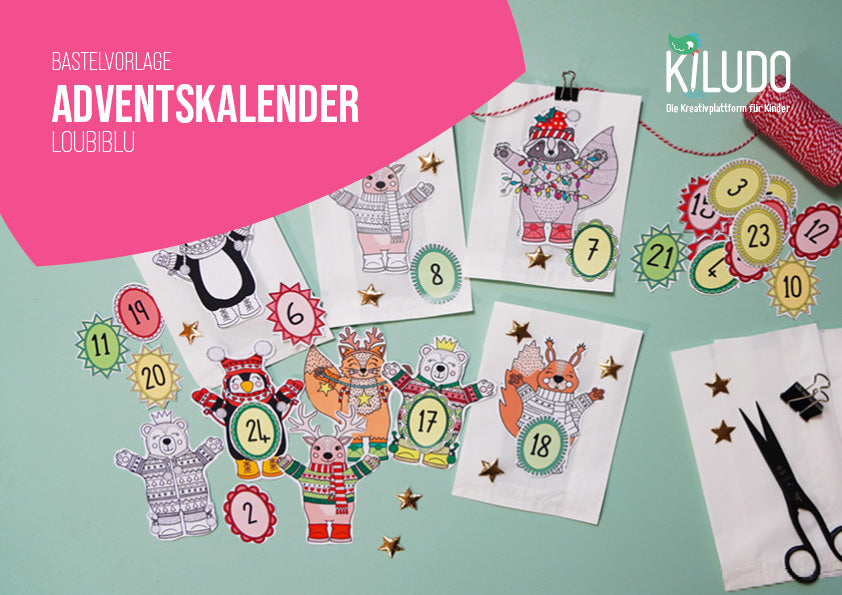 Adventskalendervorlage zum Selbstbasteln von Loubiblu.com