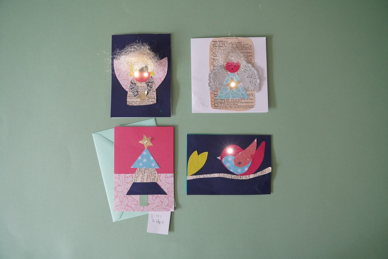 Bastelbox «LED-Kartenset Vögel und Weihnachtsmotive»