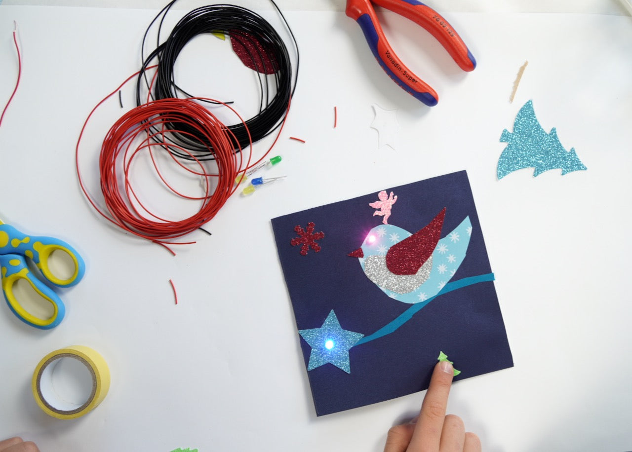 Bastelbox «LED-Kartenset Vögel und Weihnachtsmotive»