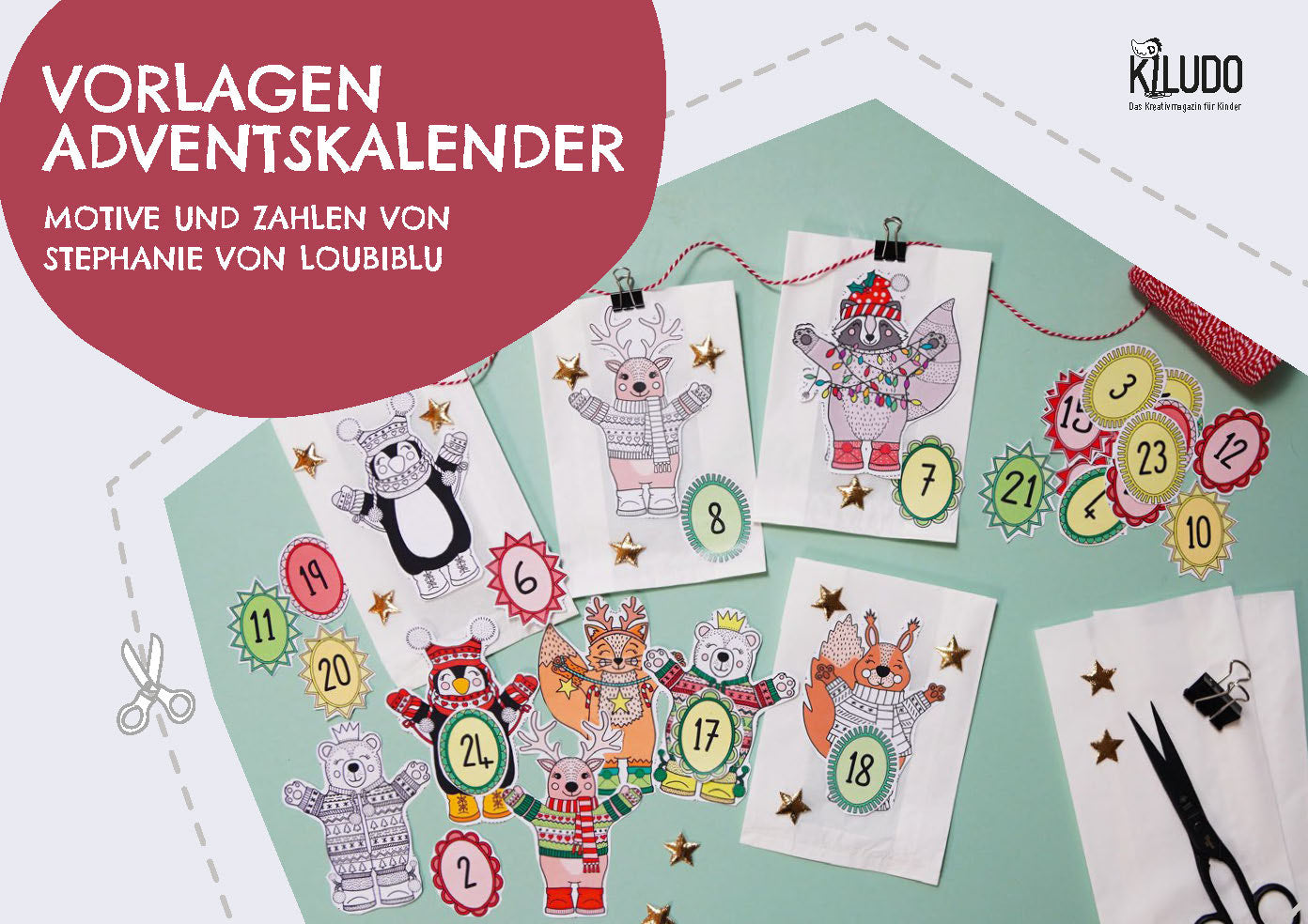 Adventskalendervorlage zum Selbstbasteln von Loubiblu.com