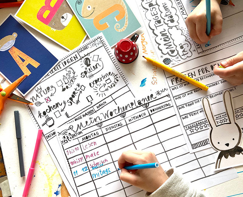 Planer-Set mit Wochenplan, Tagesplan, Tagesgedanken & Freizeitideen